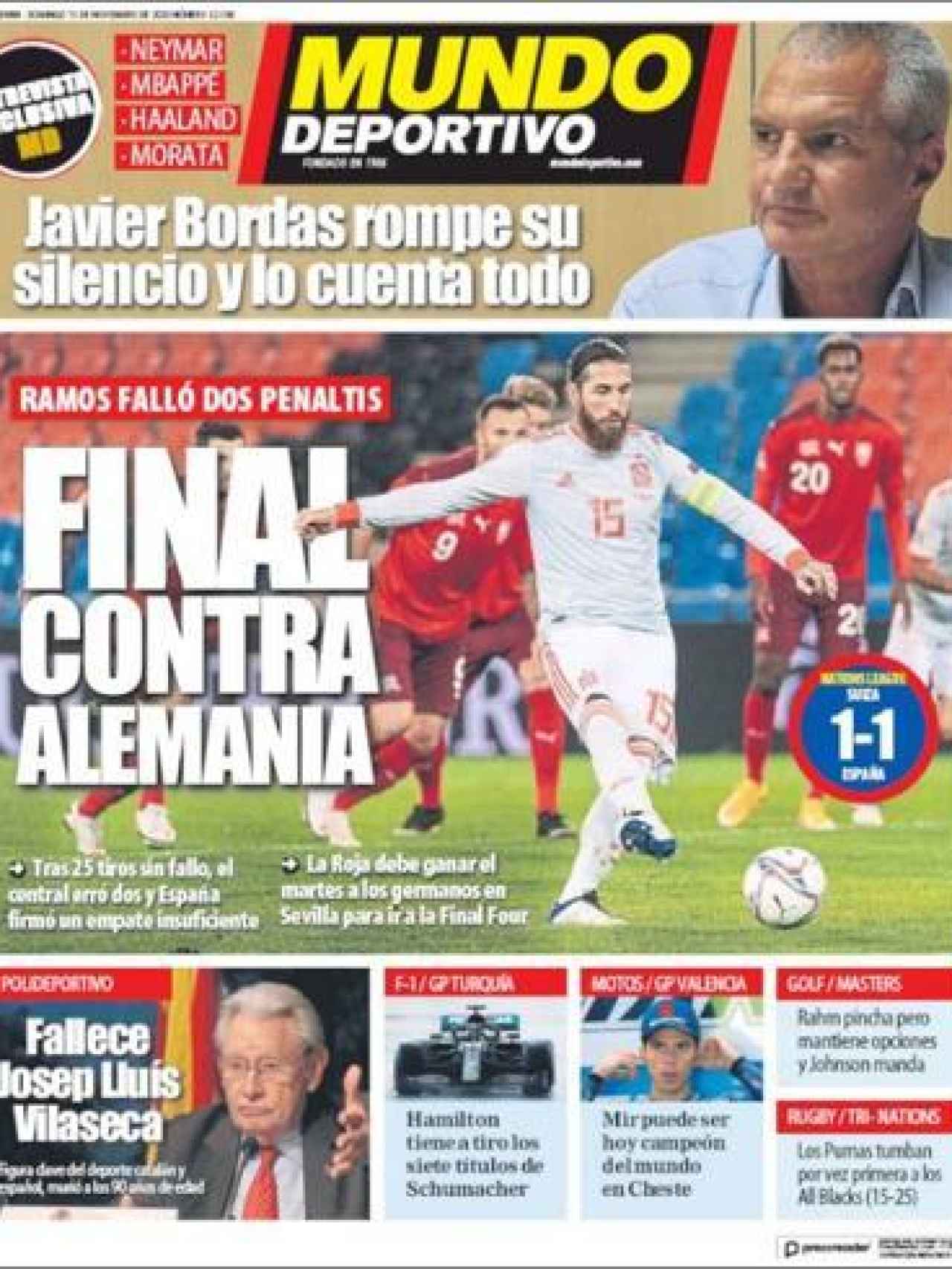 La portada del diario Mundo Deportivo (15/11/2020)