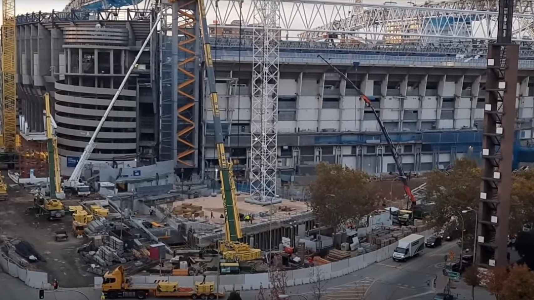 La imagen del parking del nuevo Estadio Santiago Bernabéu durante las obras del mes de noviembre