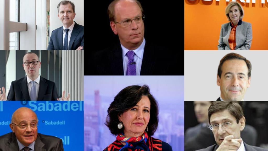 Roel Huisman, Onur Genç, Josep Oliu, Larry Fink, Ana Botín, María Dolores Dancausa, Gonzalo Gortázar y José Ignacio Goirigolzarri.