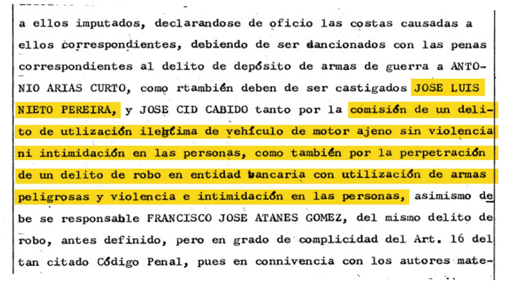 Sentencia condenatoria contra Luis Nieto, en 1983.