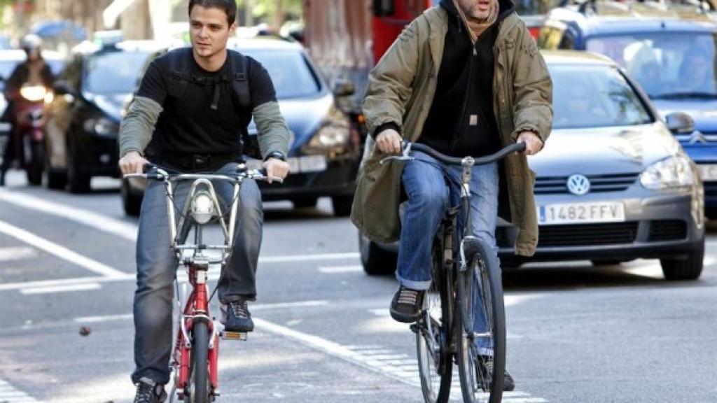Un carril bici del centro de Barcelona.