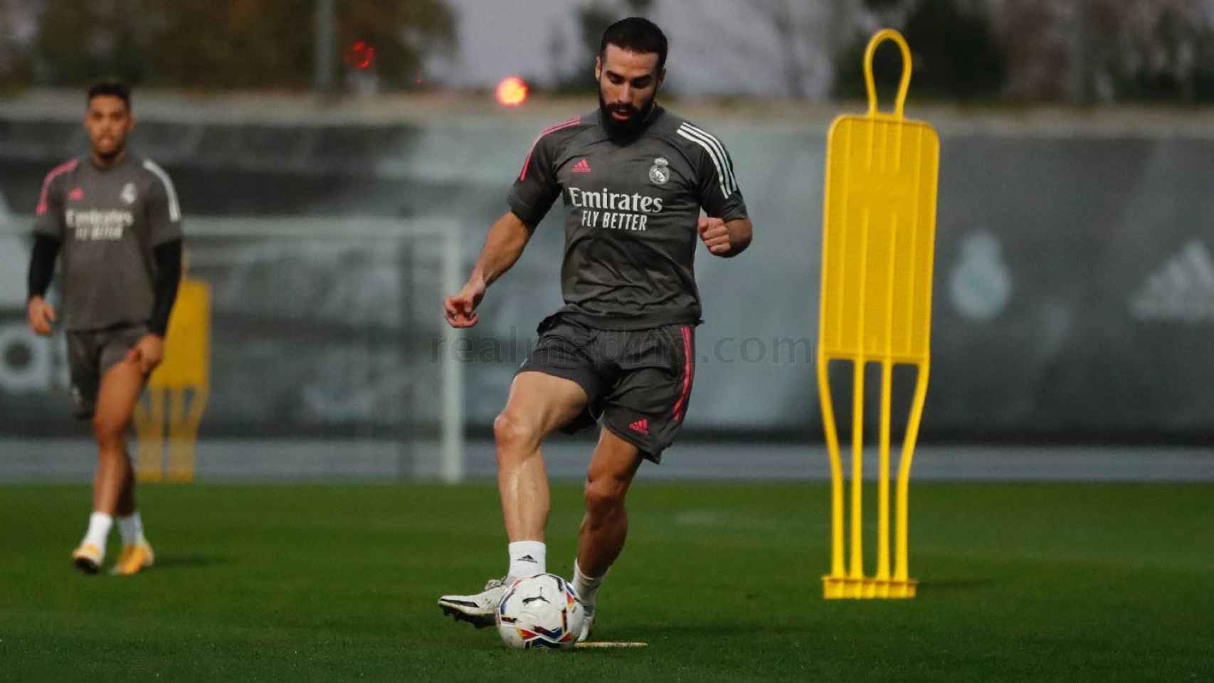 Dani Carvajal, en un entrenamiento del Real Madrid