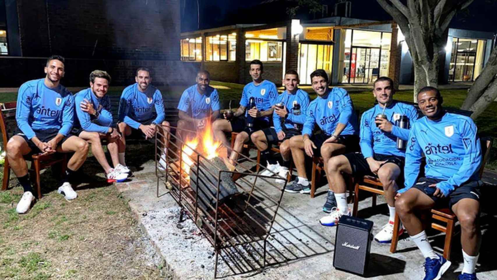 Luis Suárez, en el asado de la selección de Uruguay