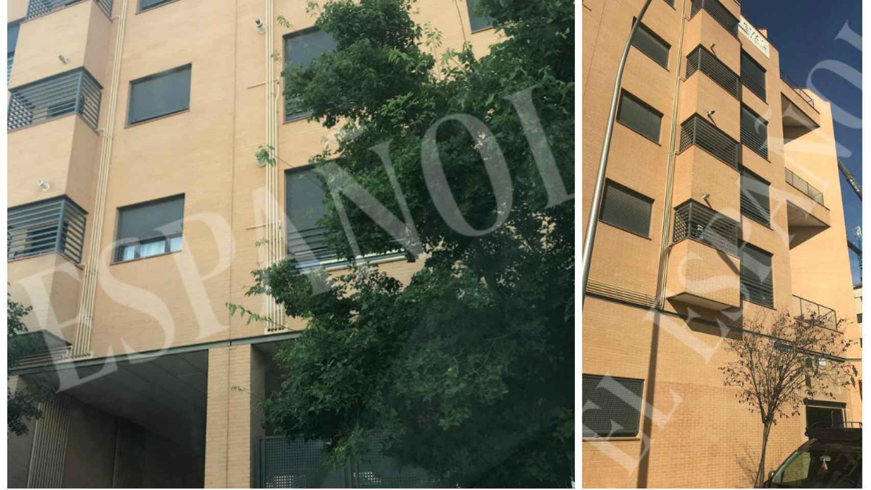 Dos imágenes de la fachada del bloque en el que vive el argentino desde junio de 2019.