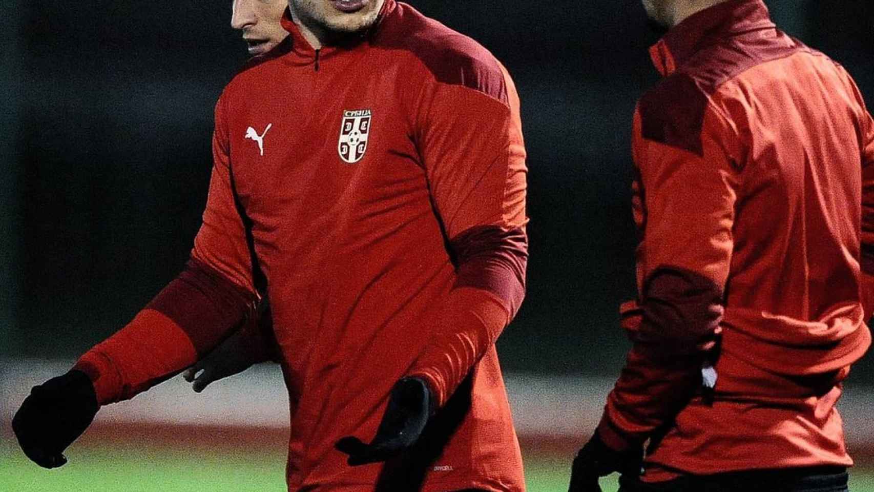 Luka Jovic, durante un entrenamiento con Serbia. Foto: Twitter (@PSSrbija)