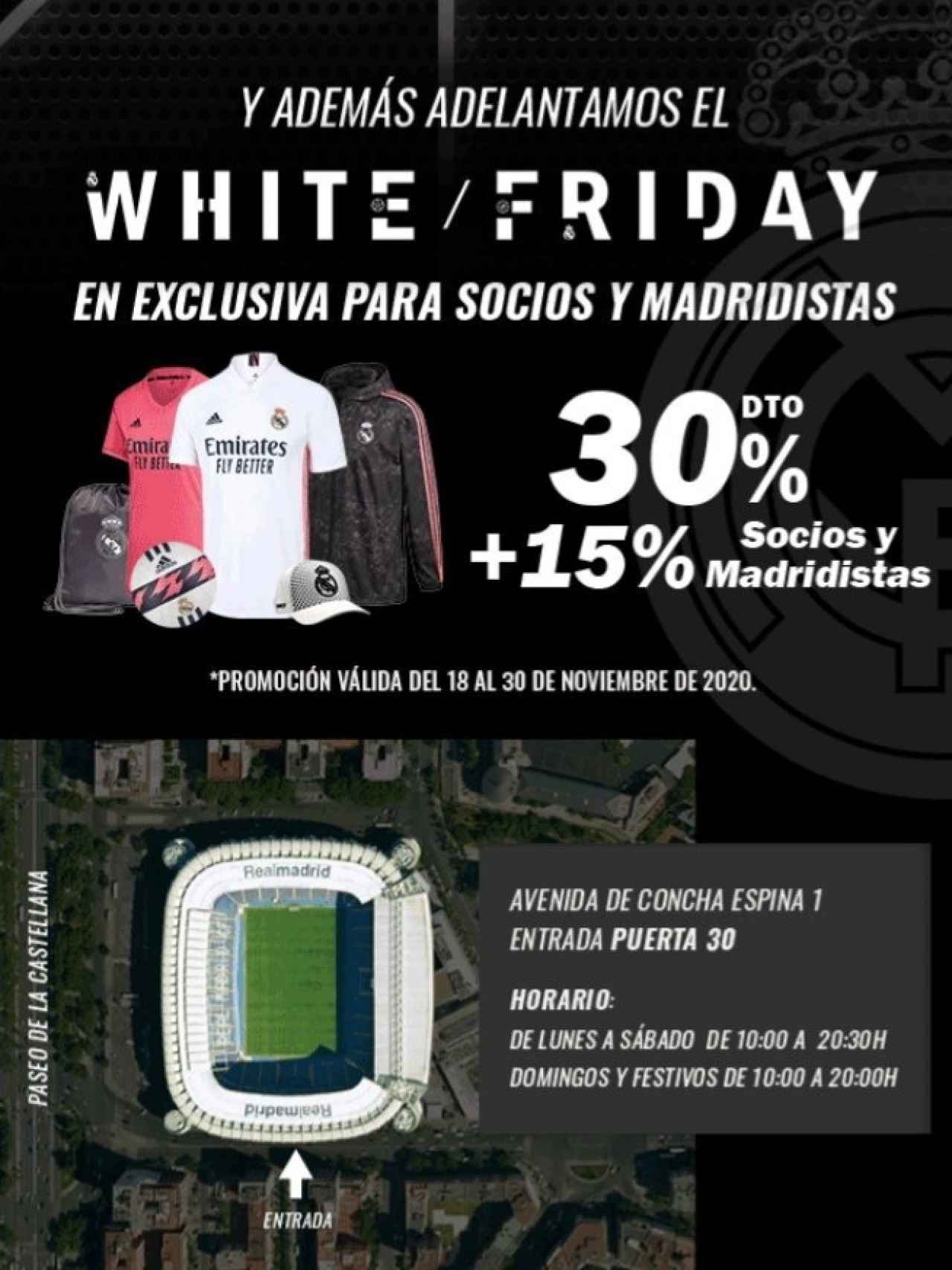 La oferta especial en la reapertura de la tienda oficial del Real Madrid en el Estadio Santiago Bernabéu