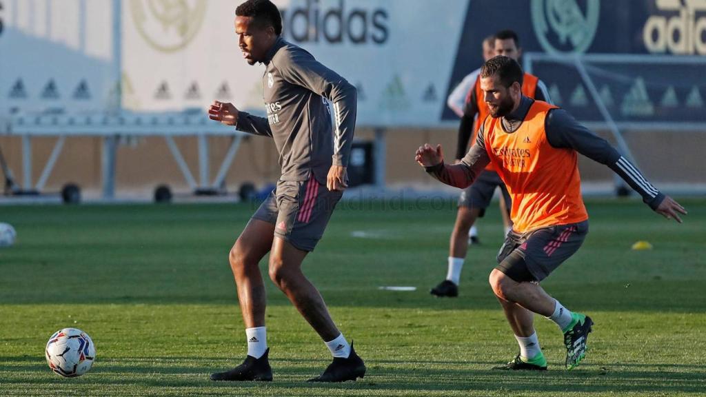 Eder Militao, durante un entrenamiento del Real Madrid
