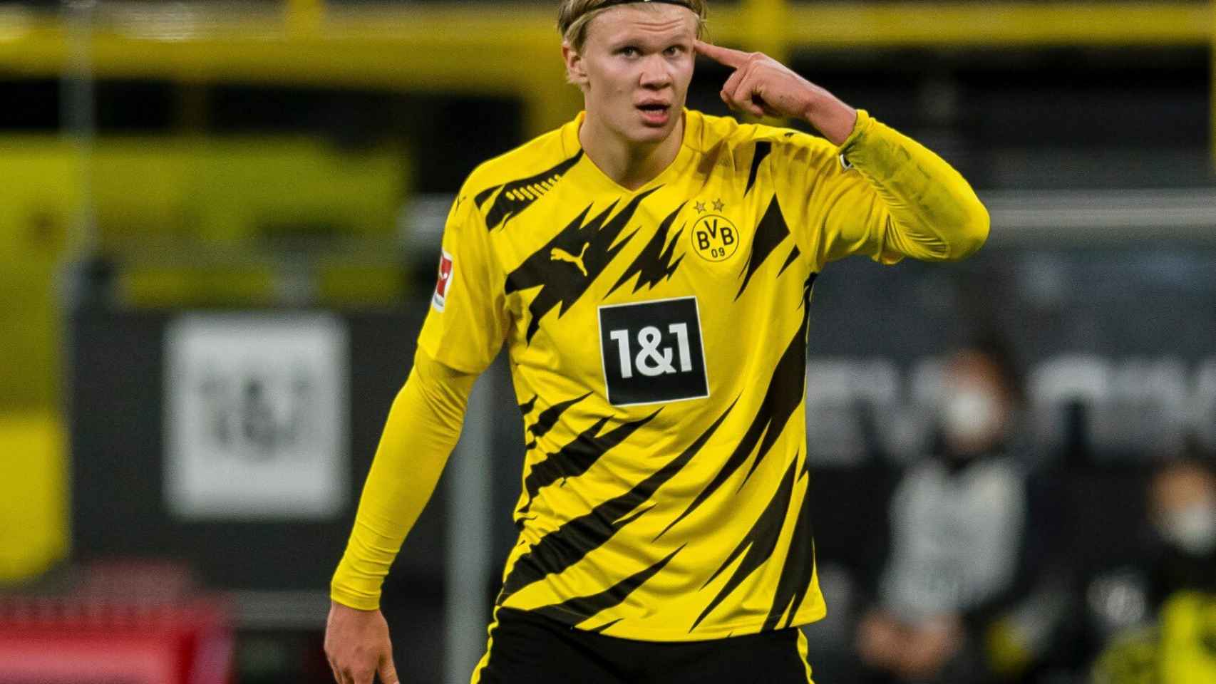Erling Haaland, durante un partido con el Borussia Dortmund. Foto: Twitter (@BVB)