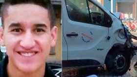 Younes Abouyaaqoub y la furgoneta que uso en el atentado del 17-A
