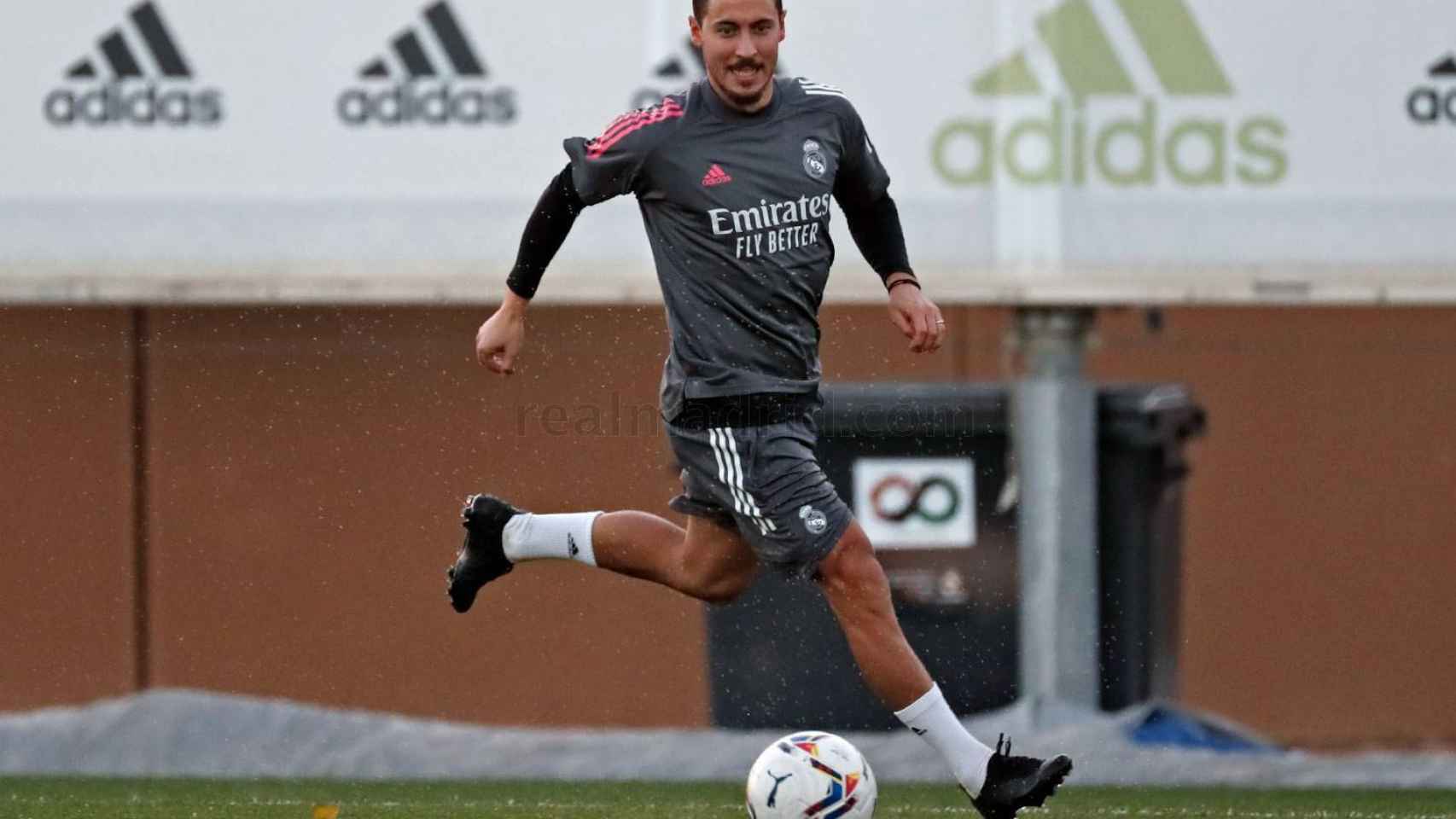 Hazard, en el entrenamiento del Real Madrid