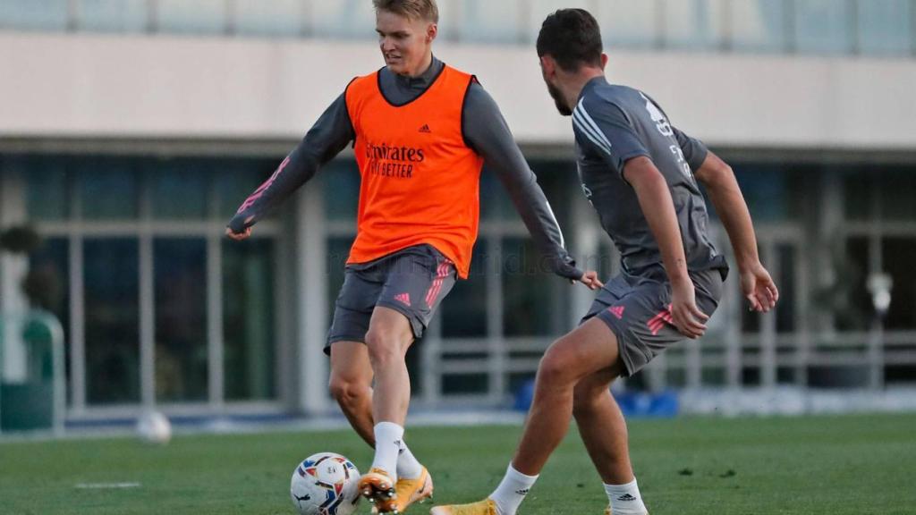 Odegaard, durante un entrenamiento del Real Madrid
