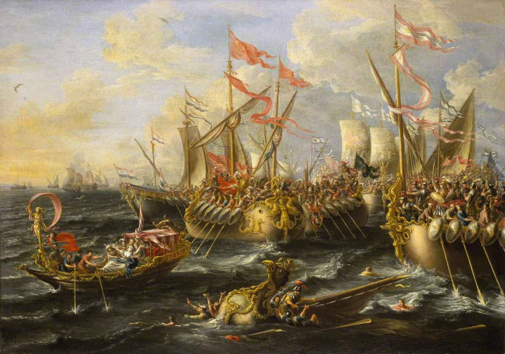 Lienzo de la batalla de Actium a cargo de Lorenzo a Castro.