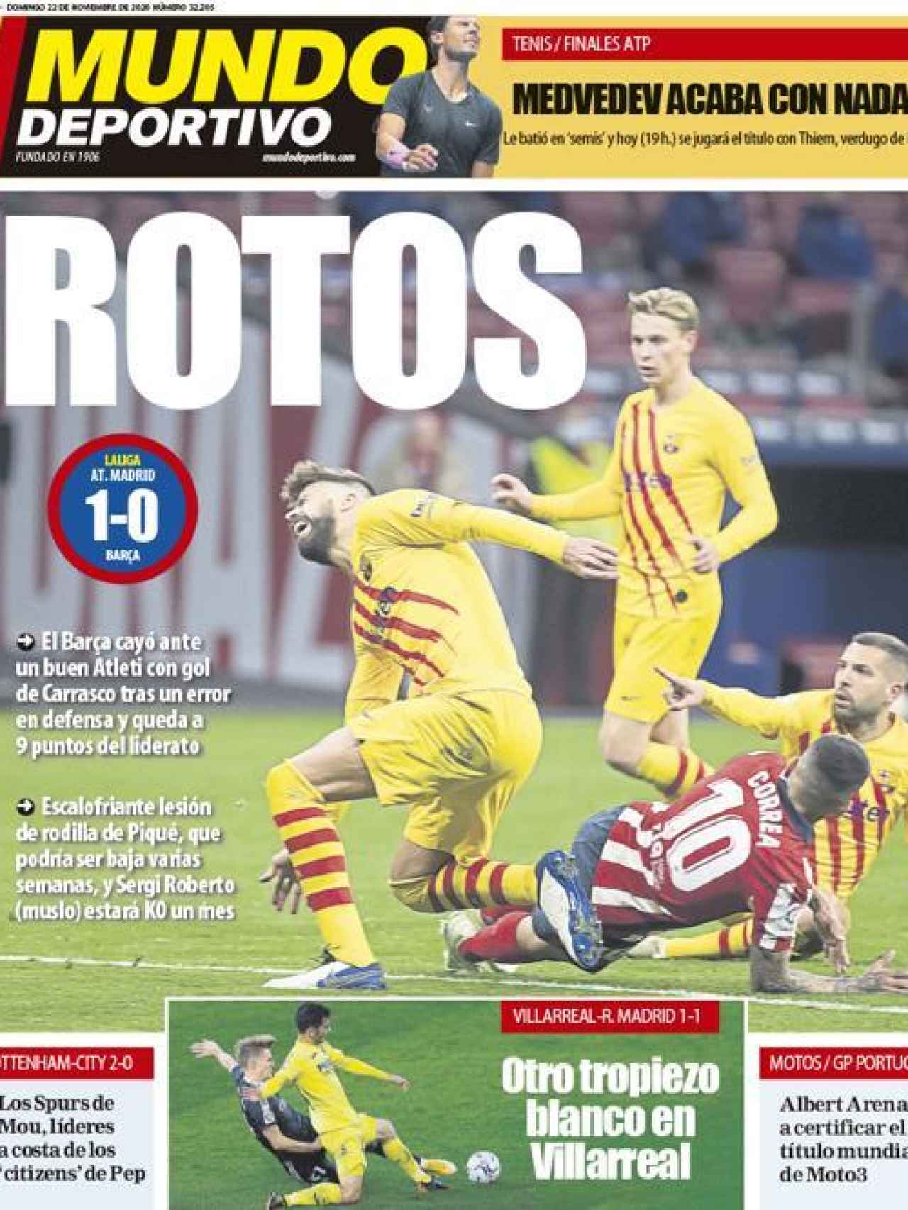 La portada del diario Mundo Deportivo (22/11/2020)
