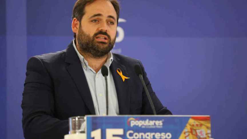 El presidente del PP de Castilla-La Mancha, Paco Núñez, este domingo en el Congreso del PP de Ciudad Real