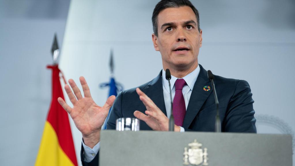 Pedro Sánchez durante una rueda de prensa.