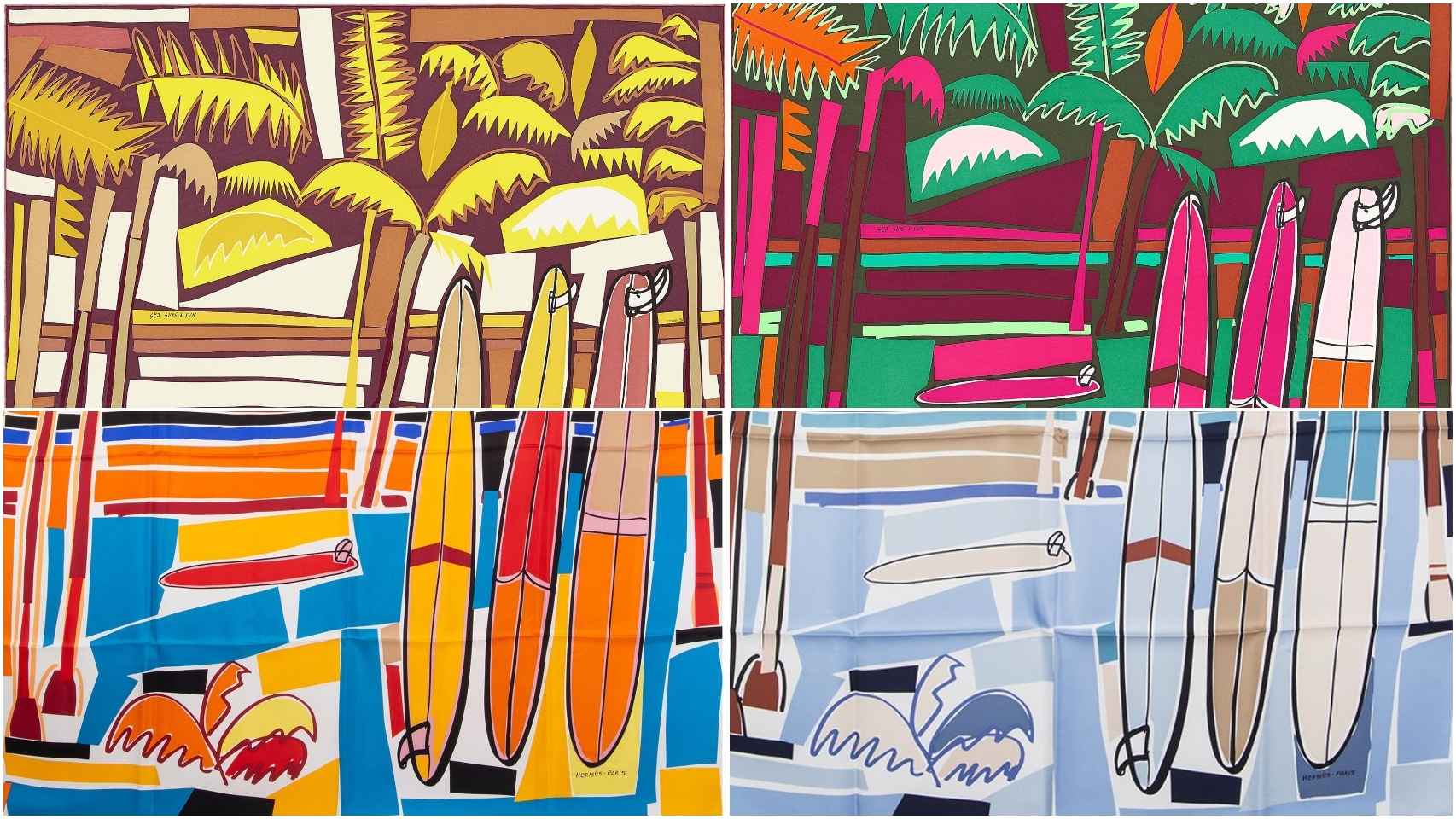 Detalles de algunos diseños de Filipe Jardim para Hermès (Sea, surf & fun).