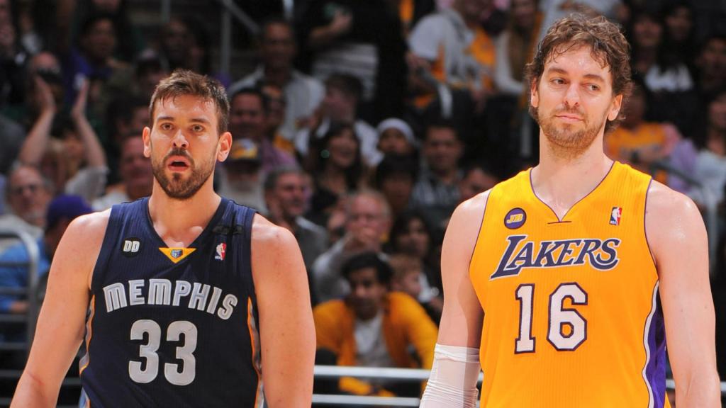 Marc Gasol y Pau Gasol con Memphis y Lakers