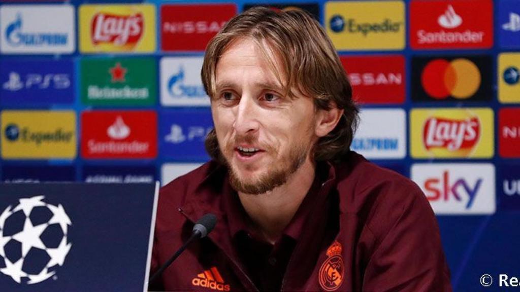 Luka Modric, en rueda de prensa de la Champions League con el Real Madrid