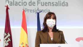Blanca Fernández, consejera de Igualdad y portavoz del Gobierno de Castilla-La Mancha, este martes en rueda de prensa. Foto: Óscar Huertas