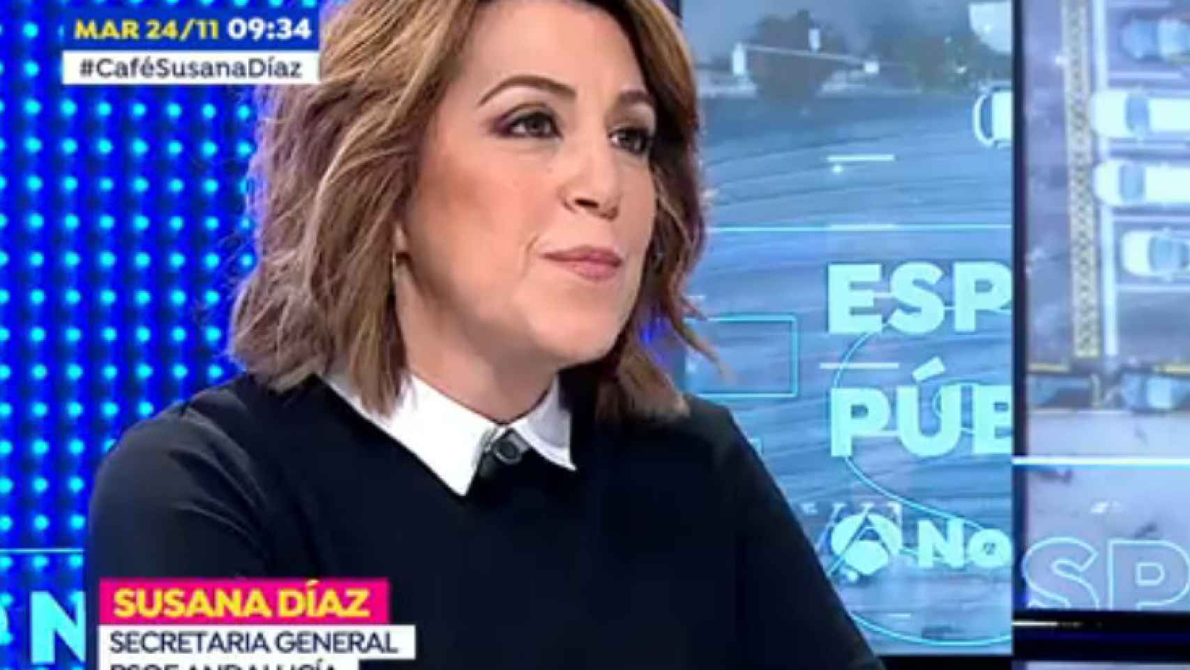 La secretaria general del PSOE andaluz, Susana Díaz, este martes en Antena 3.