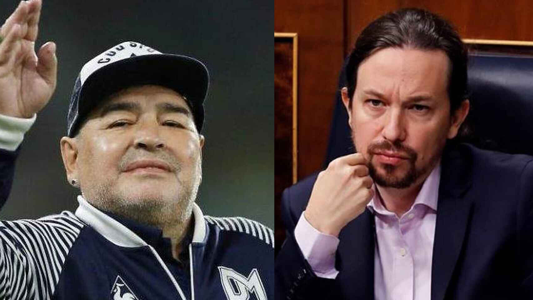 Maradona y Pablo Iglesias en un fotomontaje.