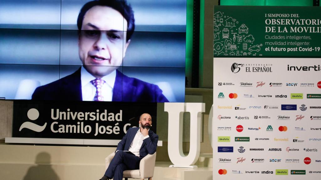 Óscar Vázquez, presidente y consejero delegado de Bombardier España, en su intervención 'online' en el I Simposio del Observatorio de la Movilidad organizado por EL ESPAÑOL e Invertia.