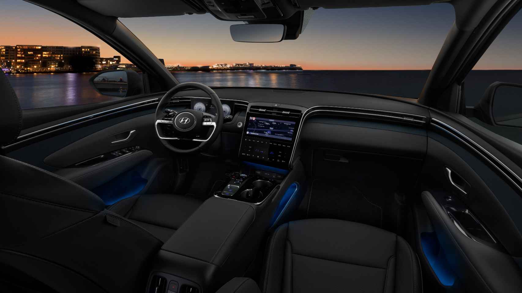Interior del nuevo Hyundai Tucson, con iluminación personalizable.