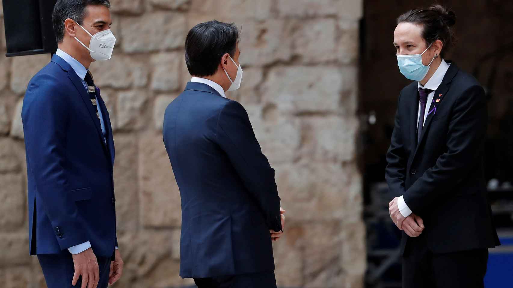 Sánchez e Iglesias, con el primer ministro italiano, Giuseppe Conte, esta semana en Mallorca.