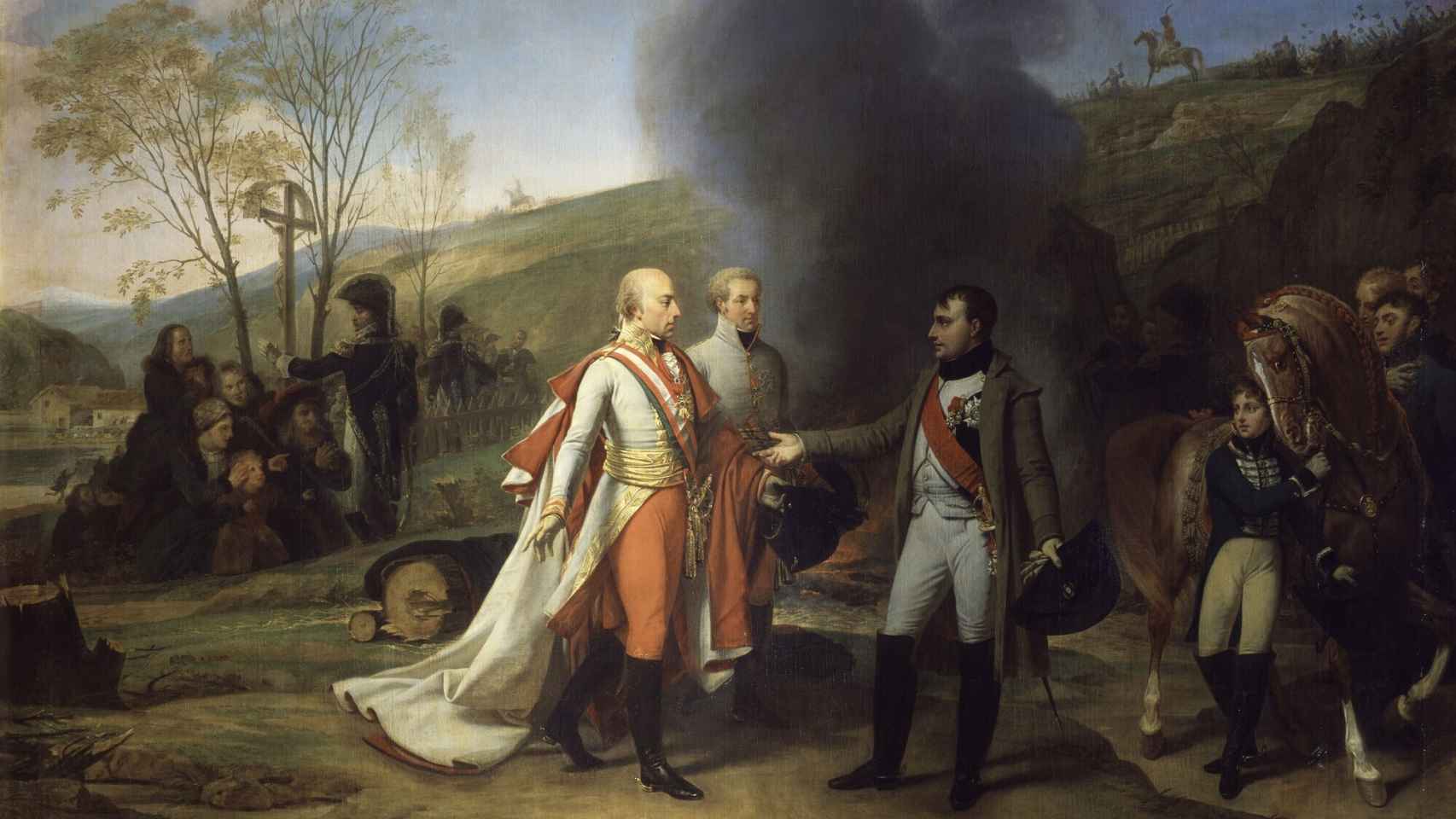 Encuentro entre Napoleón I y Francisco II después de la batalla de Austerlitz. Un lienzo de Antoine Jean-Gros.