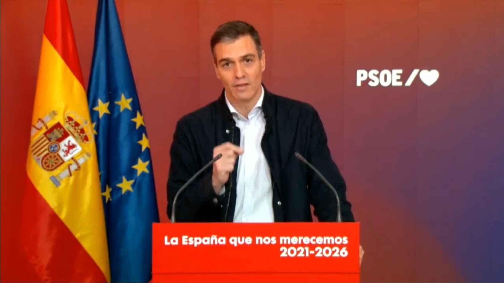 El presidente del Gobierno, Pedro Sánchez, durante el acto del PSOE La España que nos merecemos 2021-2026.