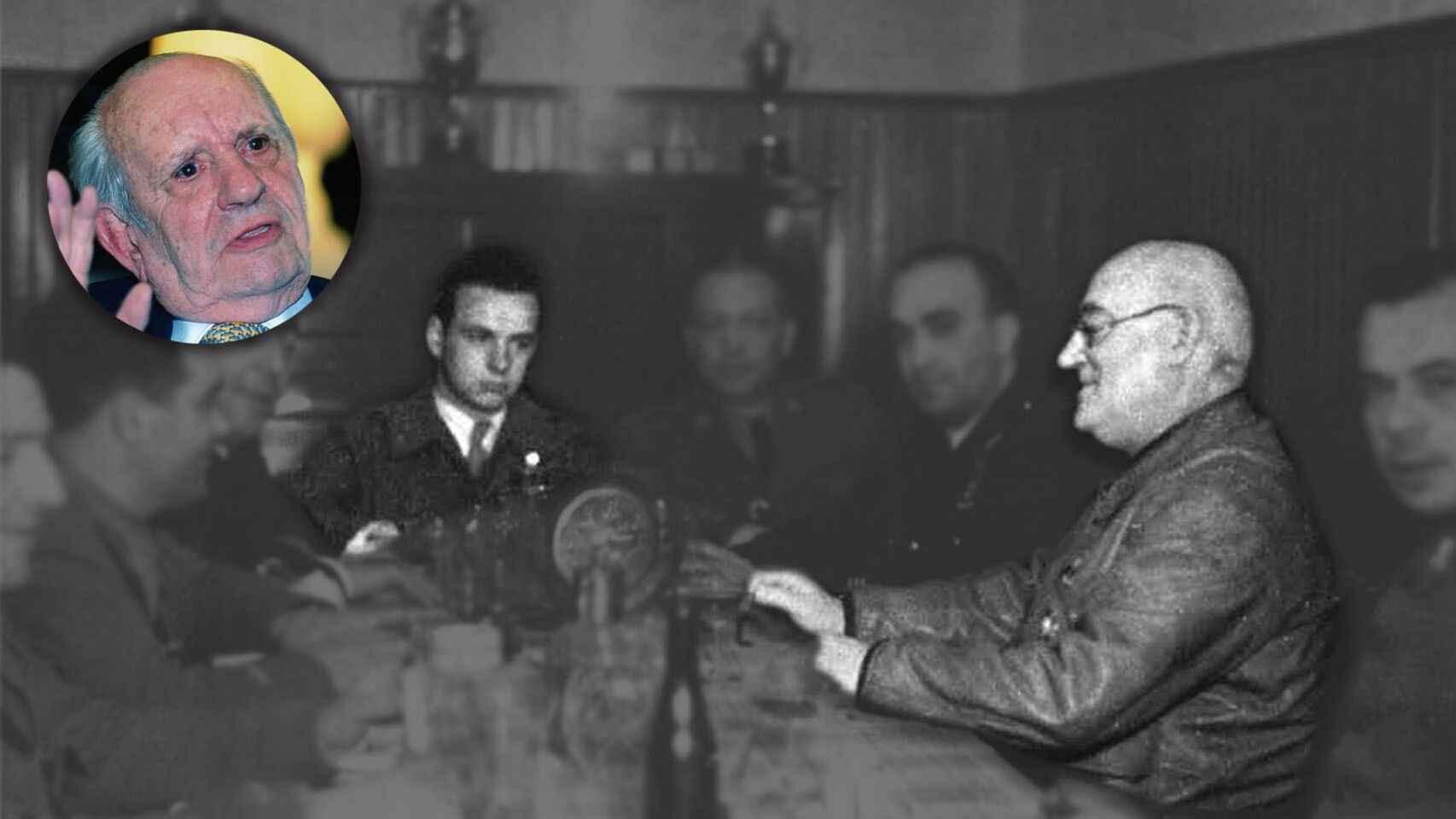 Fernando Rodríguez Miaja, en una cena con su tío durante la Guerra Civil.