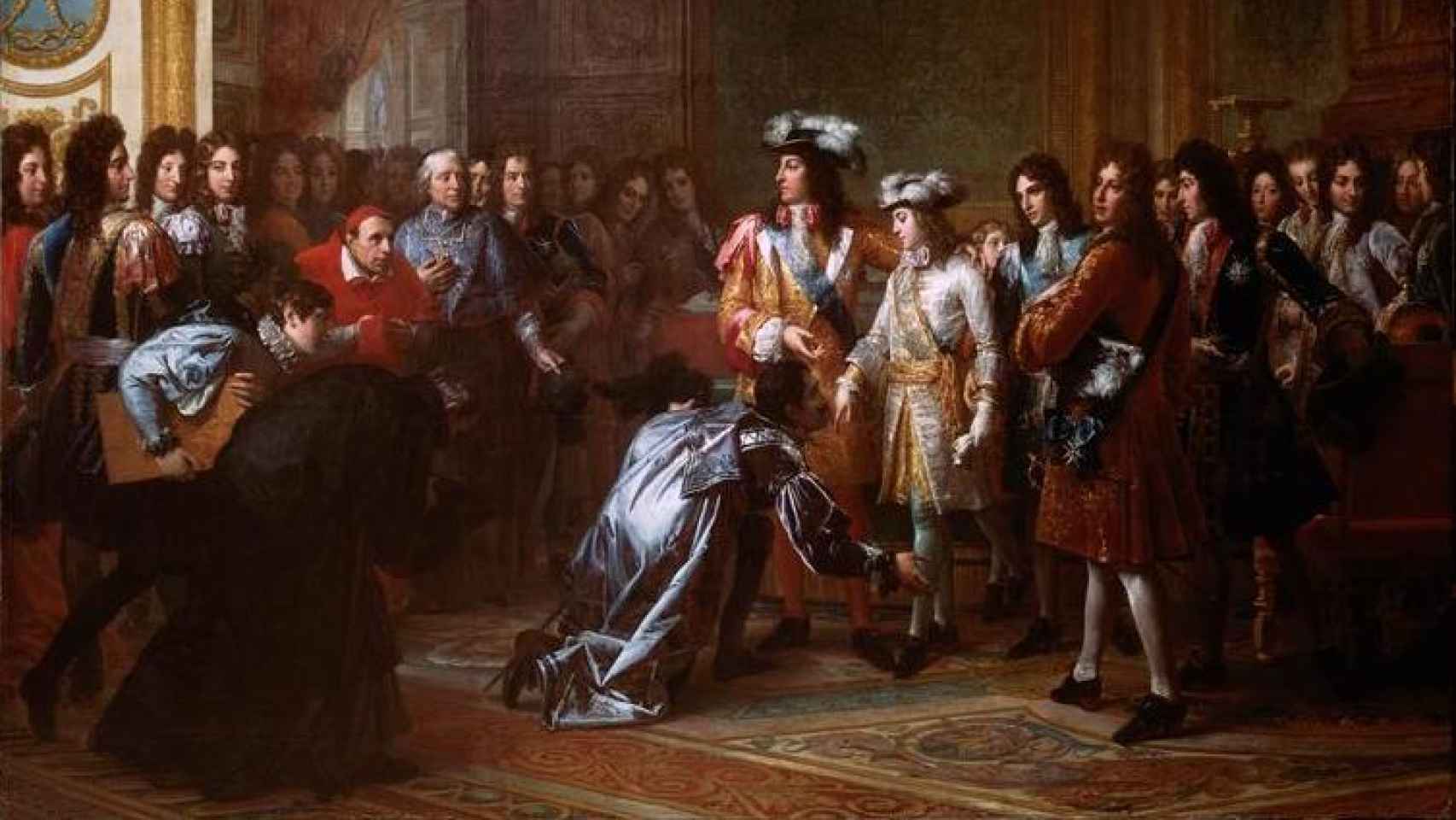 Proclamación de Felipe V como rey de España en el Palacio de Versalles (Francia) el 16 de noviembre de 1700.