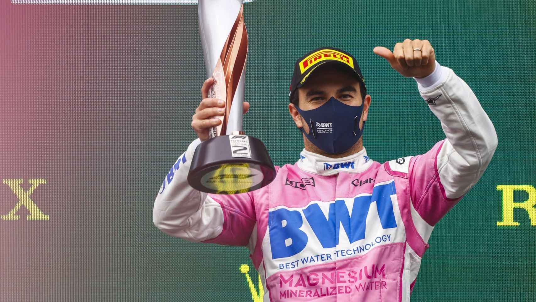 'Checo' Pérez celebra su podio en el GP de Turquía