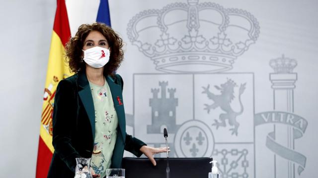 María Jesús Montero, este martes en la sala de prensa de La Moncloa.