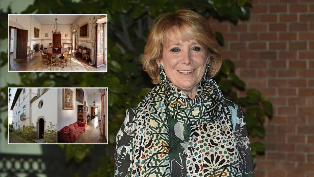 Esperanza Aguirre en montaje de JALEOS junto a dos estancias del palacio.