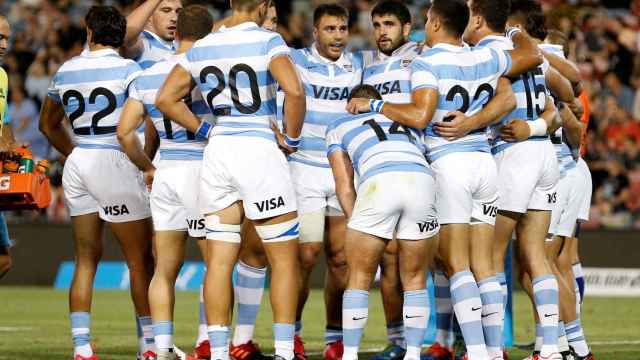 Los Pumas, selección de Argentina de rugby, durante una 'piña'