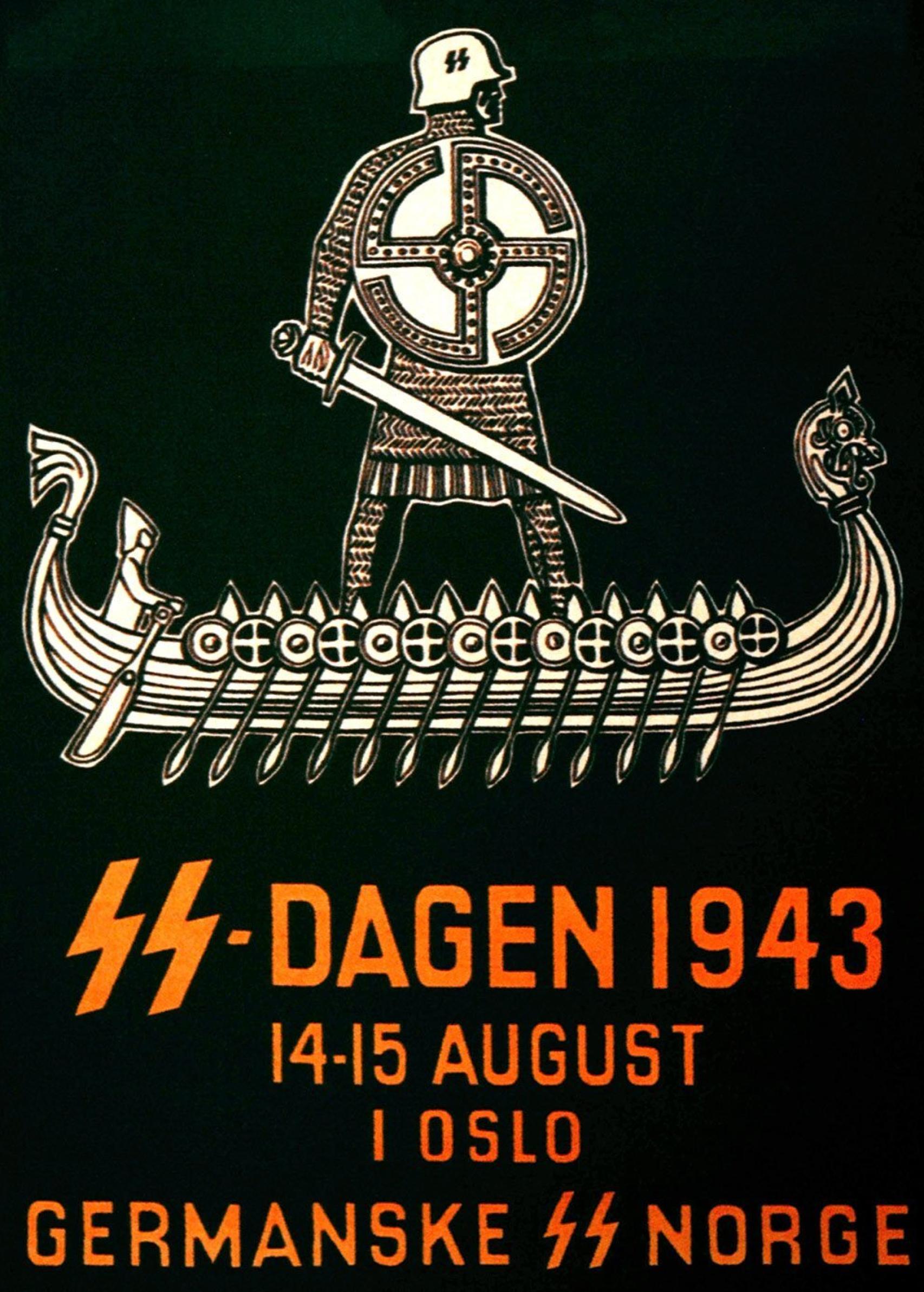 Un póster de reclutamiento de las SS que muestra cómo los nazis se apropiaron de los vikingos.