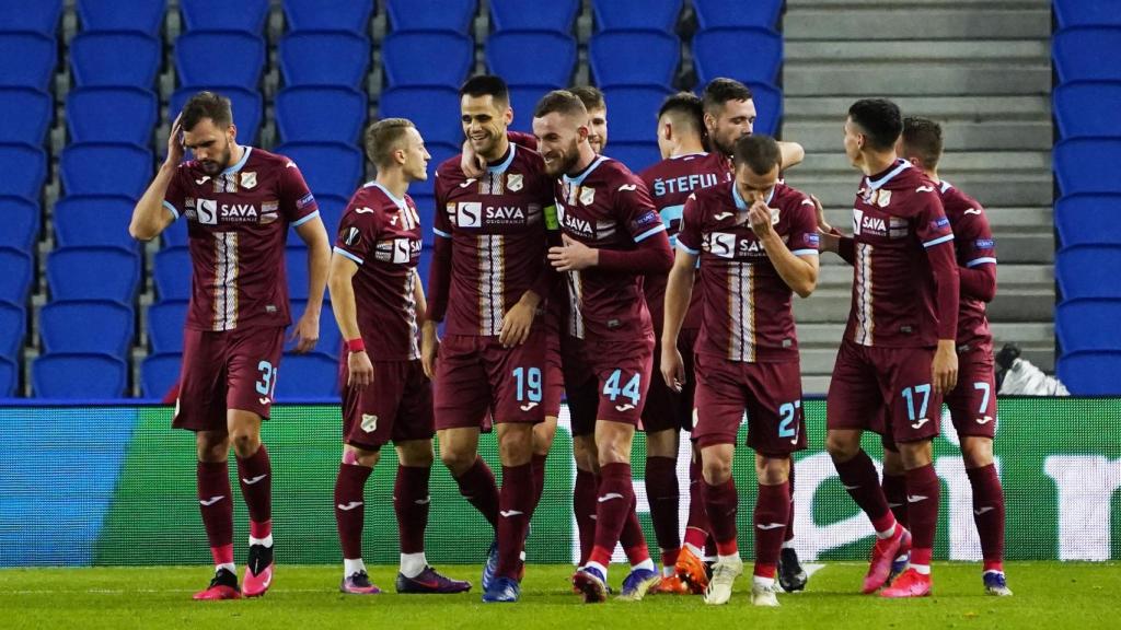 El Rijeka celebra su gol ante la Real Sociedad