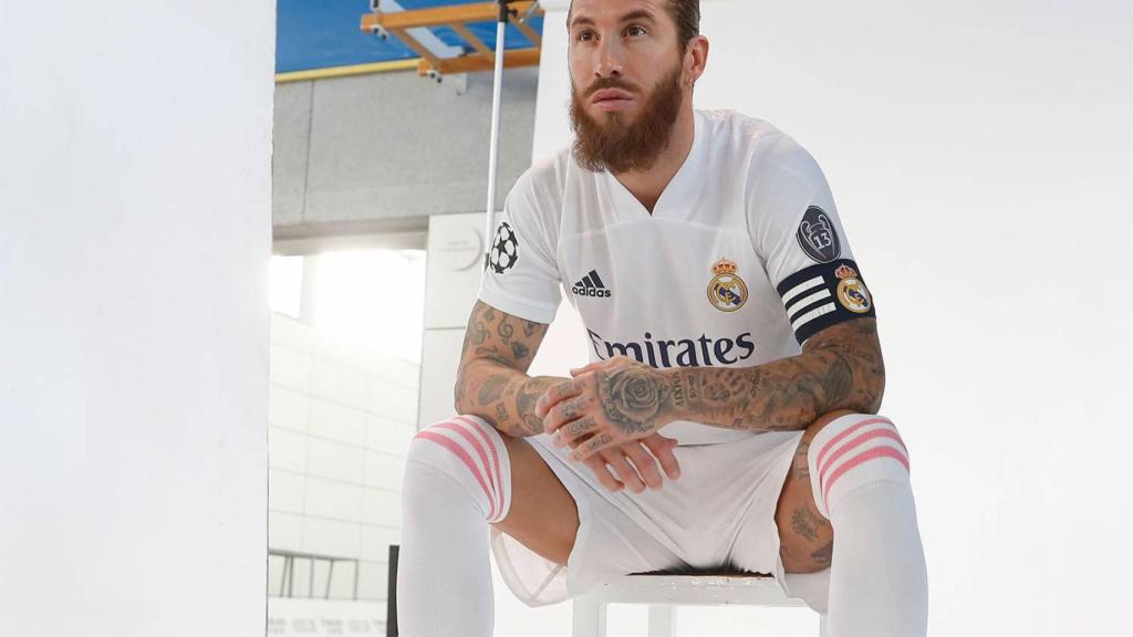Sergio Ramos, durante la foto oficial de la temporada 2020/2021