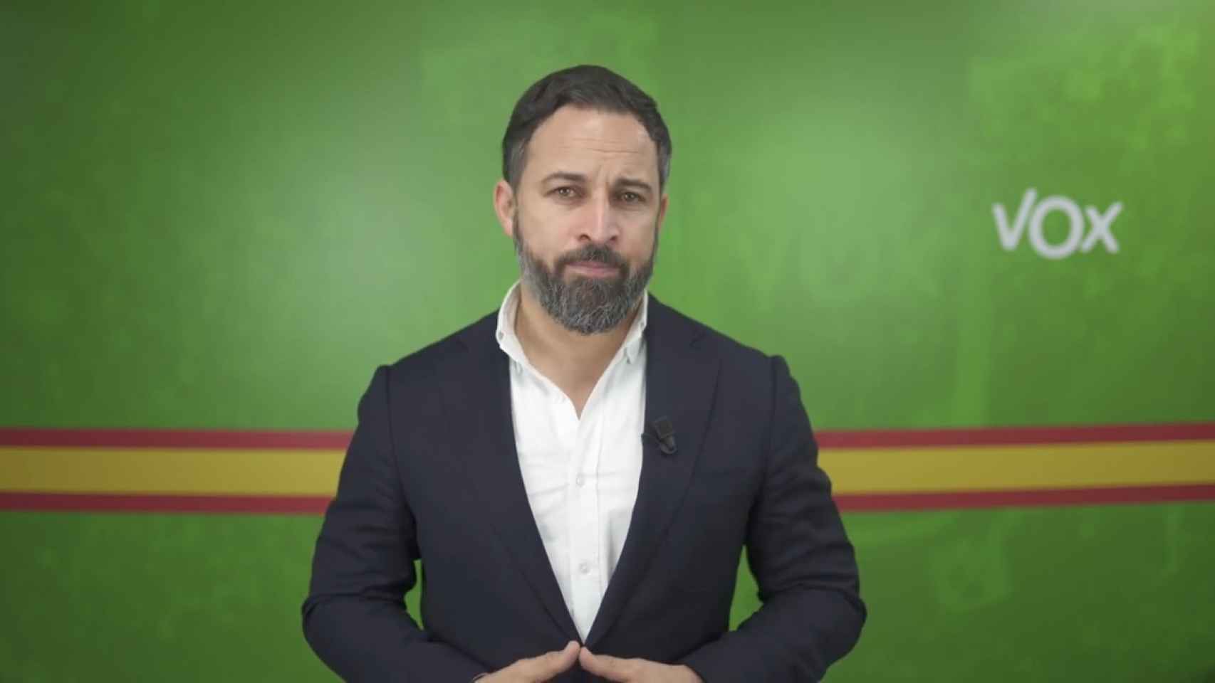 El presidente de Vox, Santiago Abascal, en el vídeo publicado por su partido este jueves.