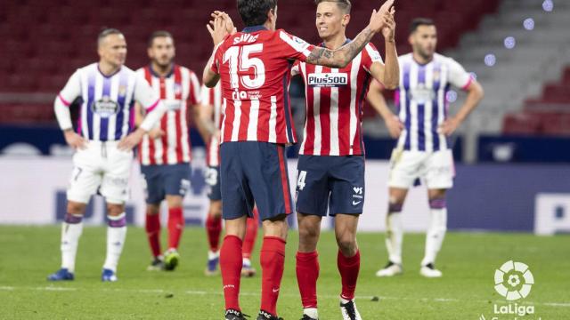 Marcos Llorente celebra su tanto ante el Valladolid