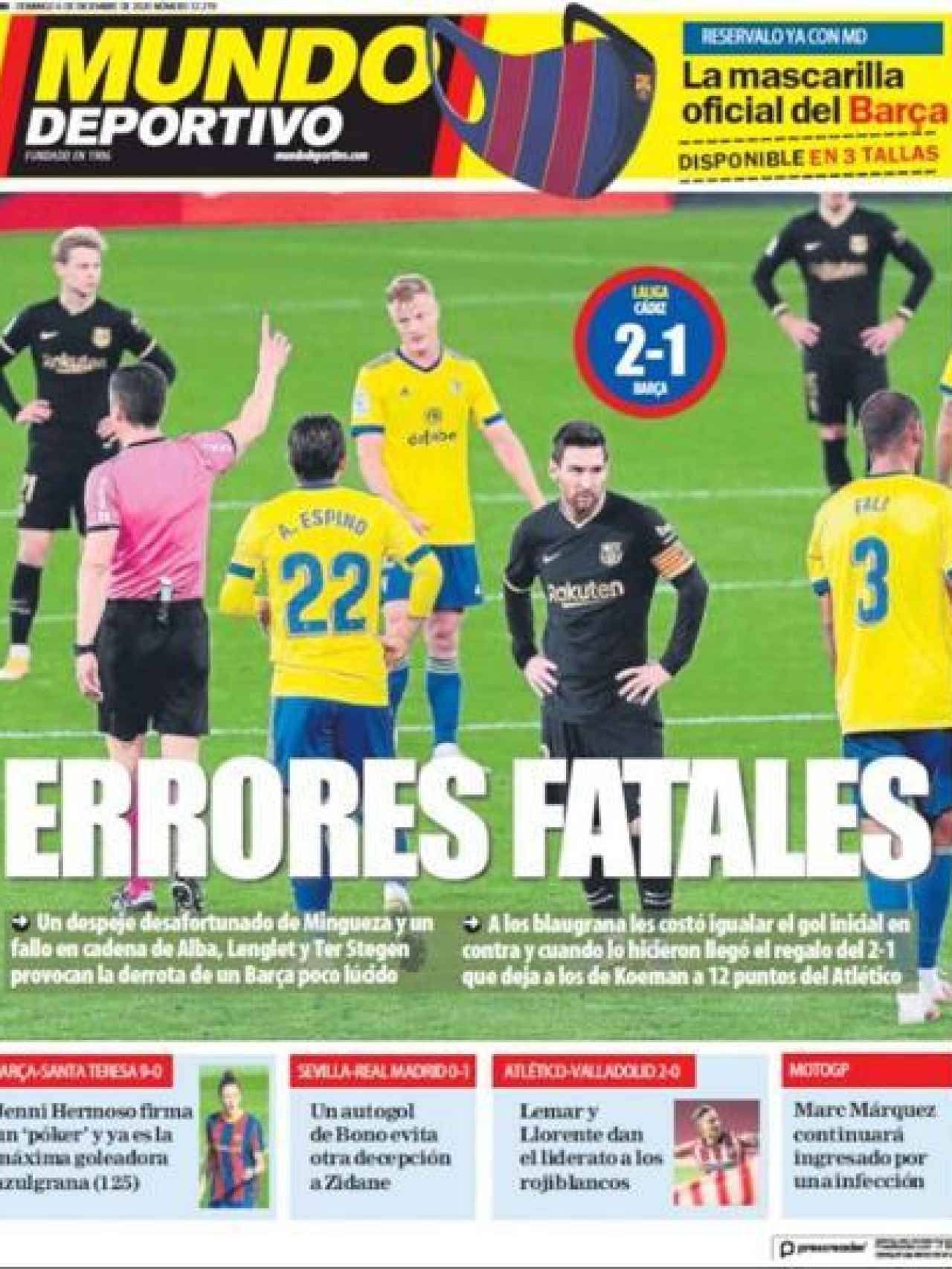 La portada del diario Mundo Deportivo (06/12/2020)
