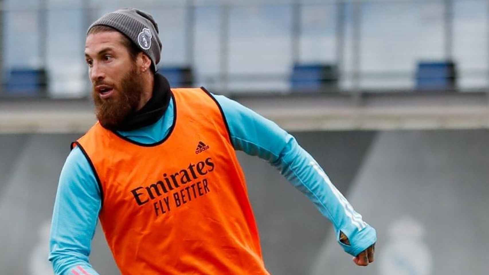 Sergio Ramos, durante un entrenamiento del Real Madrid