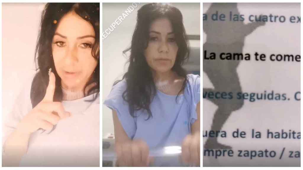 Tres momentos de Maite Galdeano en su Instagram explicando su alta hospitalaria.