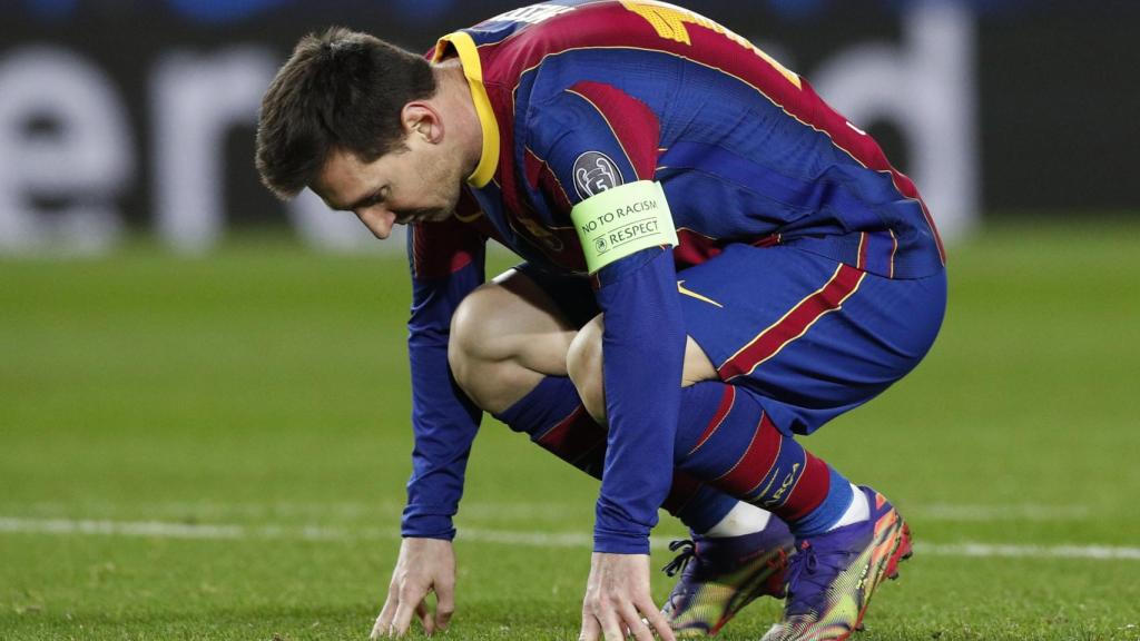 Leo Messi, derrumbado por la derrota