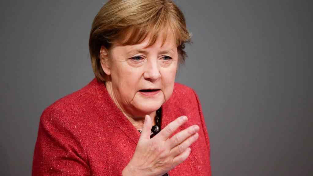 Angela Merkel, durante su comparecencia este miércoles en el Parlamento alemán