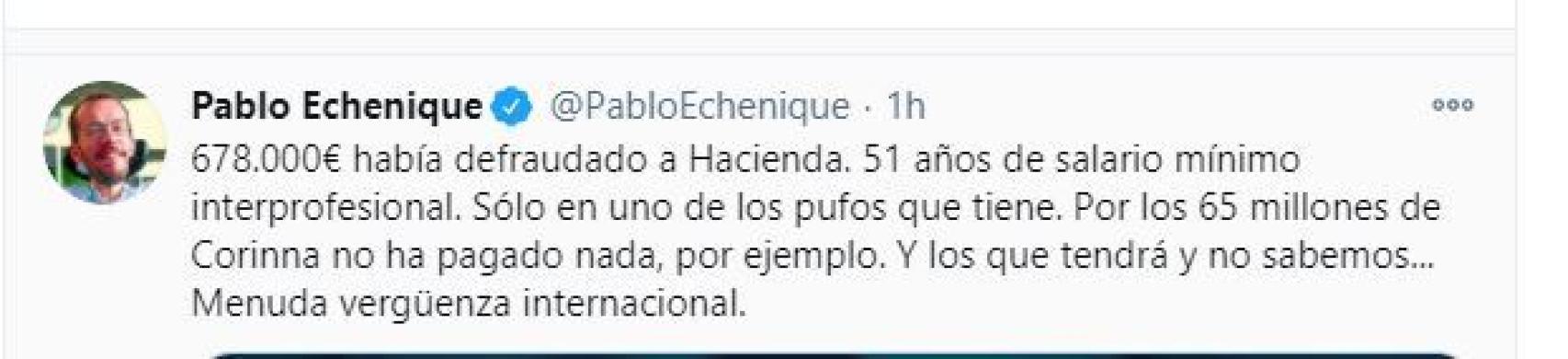 Tuit de Pablo Echenique./