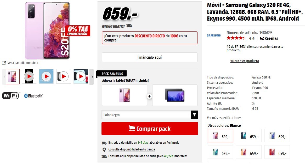 El de Samsung y MediaMarkt: Galaxy S20 FE y Galaxy A7 por 559 euros