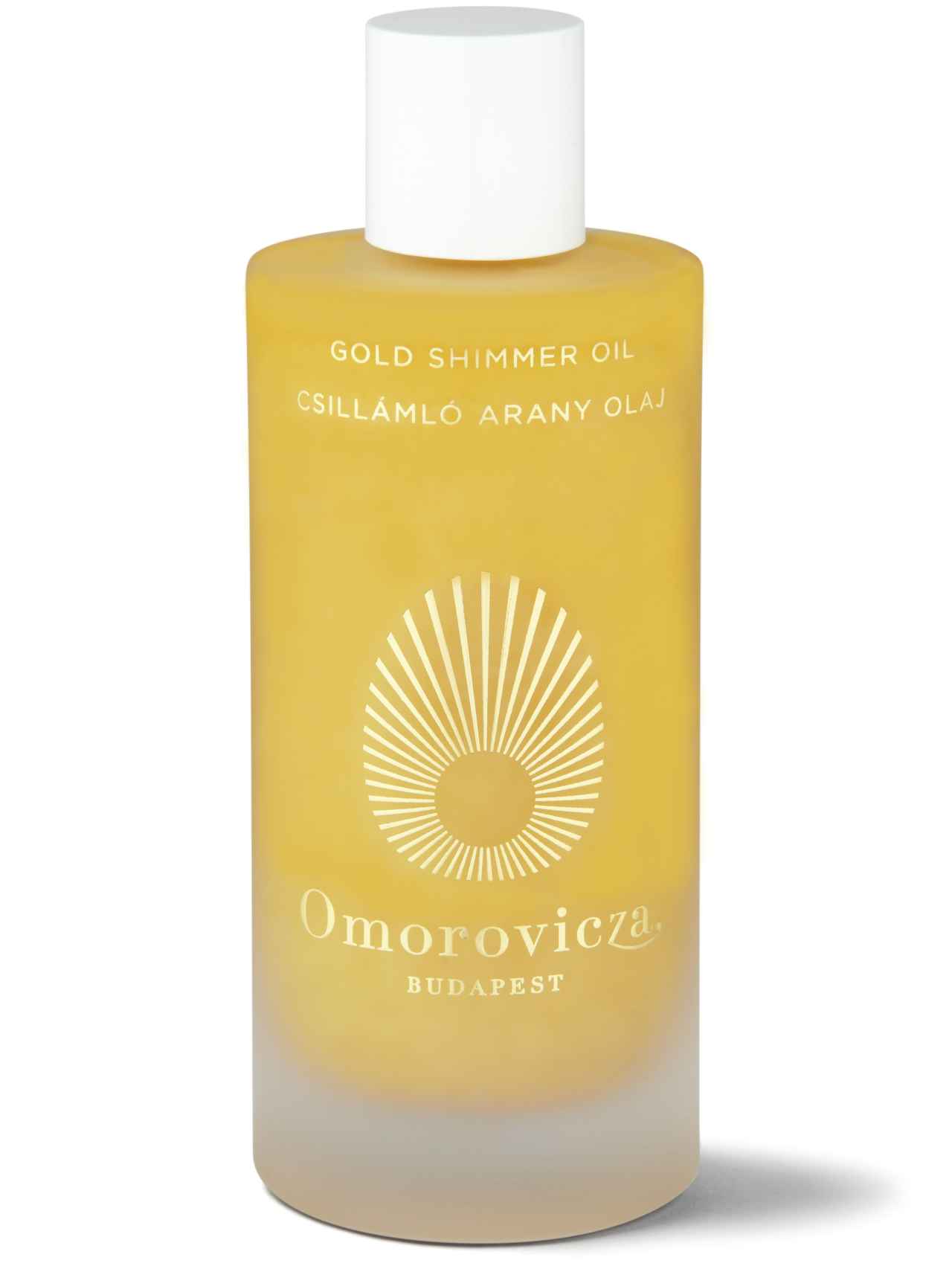 El aceite corporal Gold Shimmer Oil de la firma Omorovicza tiene la intención de llenar tu piel este año de la energía del pantone Illuminating (Pantone 13-0647).