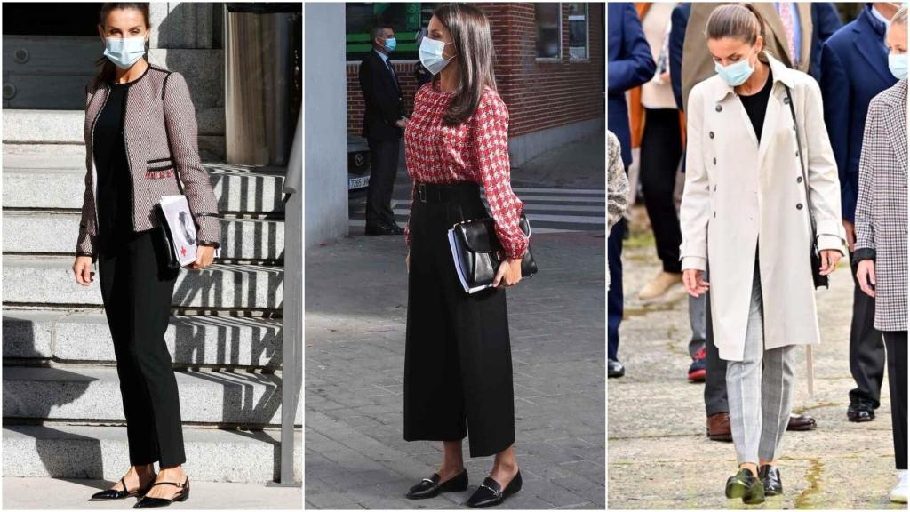 La reina Letizia en tres actos institucionales con tres tipos de zapato plano.